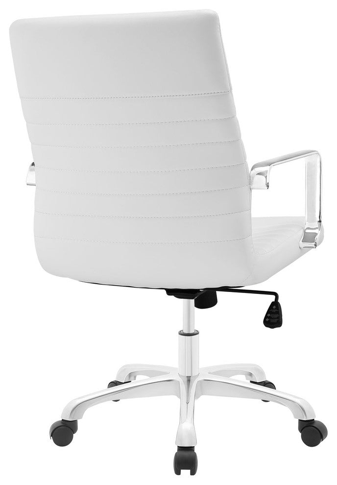 Modern Contemporary Office Chair, White Faux Leather