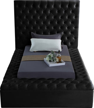 Bliss Velvet Upholstered  Bed, Black, Twin