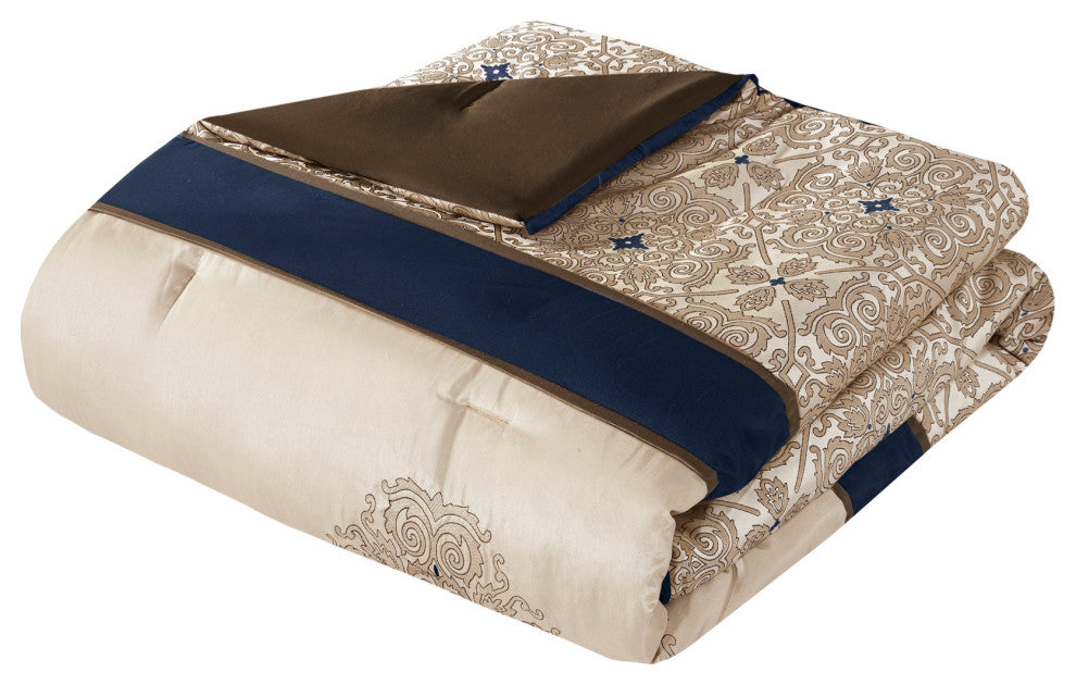 Madison Park Donovan 7 Piece Jacquard Comforter Set, Navy