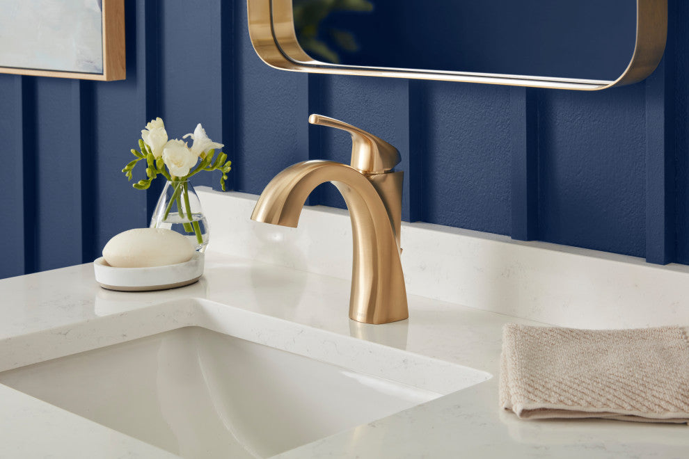 Vaughn Single Handle Lavatory Faucet w/ Metal Pop-Up Drain Chrome, Brushed Bronze