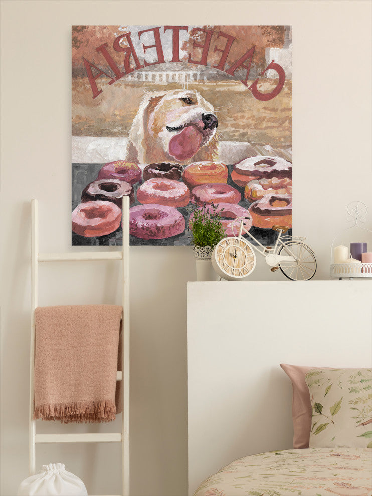 "Apollo Likes Donuts" Painting Print on Wrapped Canvas, 24x24