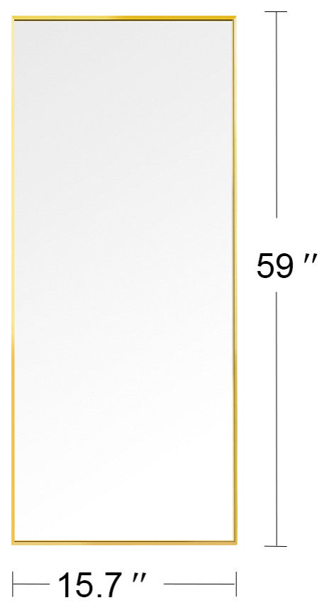 15.7x59" Rectangular Framed Wall Mounted Full Length Mirror, Gold
