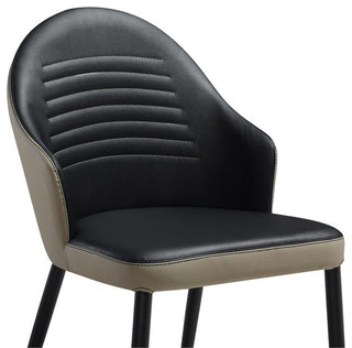 Armen Living Rocco 18" Faux Leather Dining Chair in Taupe Gray/Black (Set of 2)