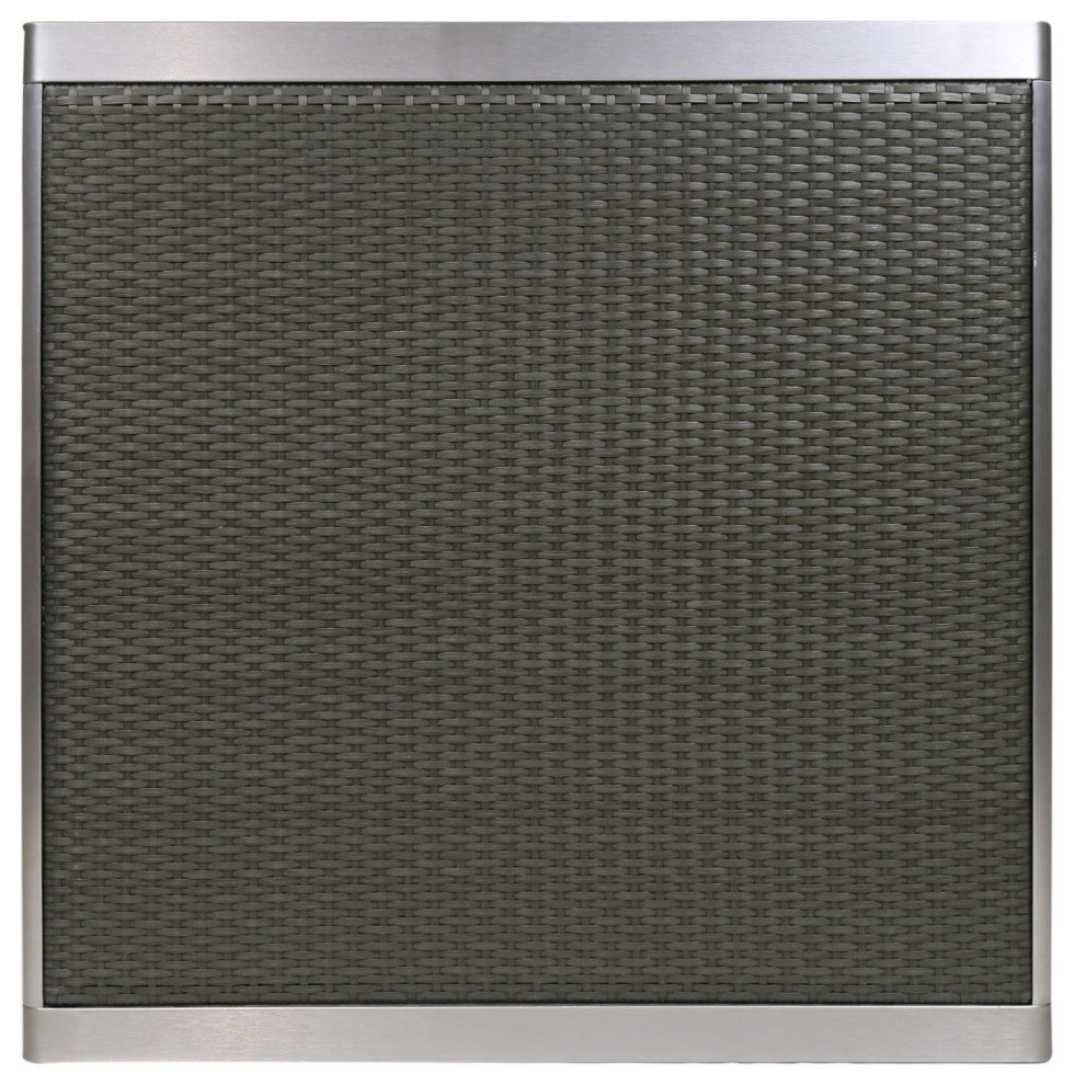 Hallie Outdoor Anodized Aluminum Dining Table With Tempered Glass Table Top, Polyethylene Wicker