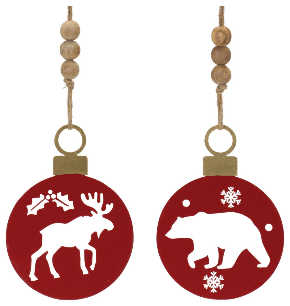 Metal Cut Out Bear and Moose Ornament, 12-Piece Set