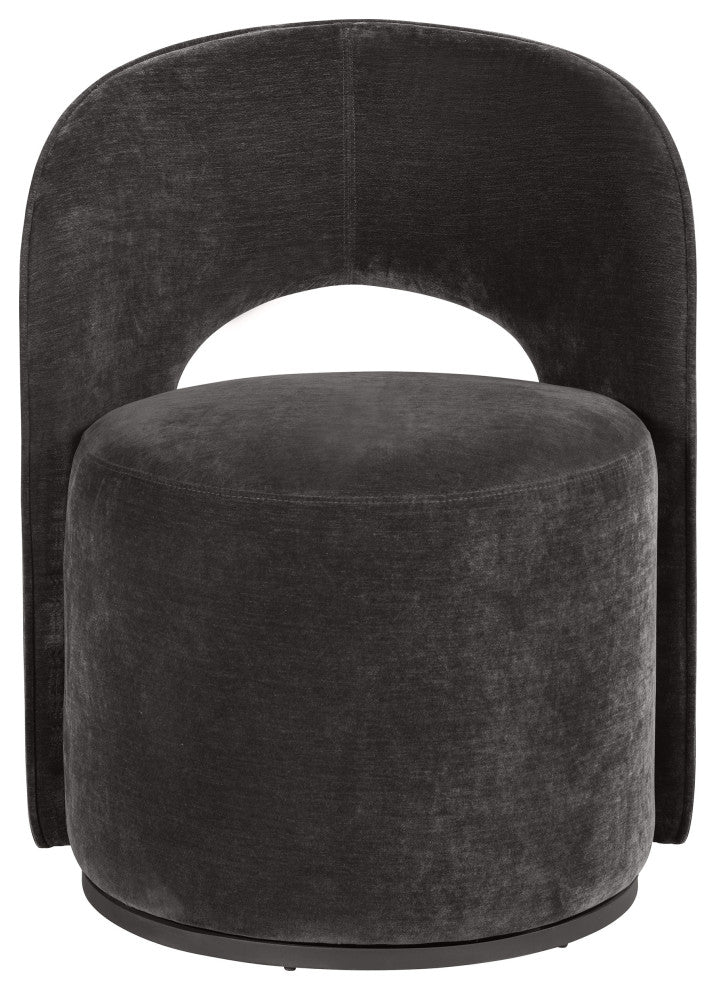 Harjo Velvet Upholstered Swivel Accent Chair Charcoal Grey