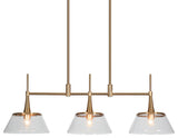 LNC 3-Light Polished Gold Modern Linear Kitchen Island Light, Seeded Glass