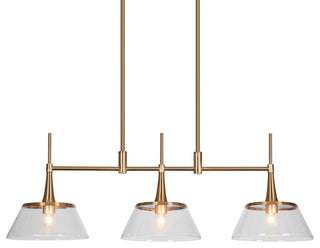 LNC 3-Light Polished Gold Modern Linear Kitchen Island Light, Seeded Glass