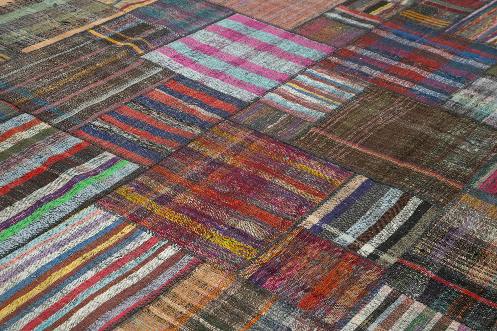Rug N Carpet - Handmade Oriental 10' 9'' x 13' 3'' Tribal Patchwork Kilim Rug