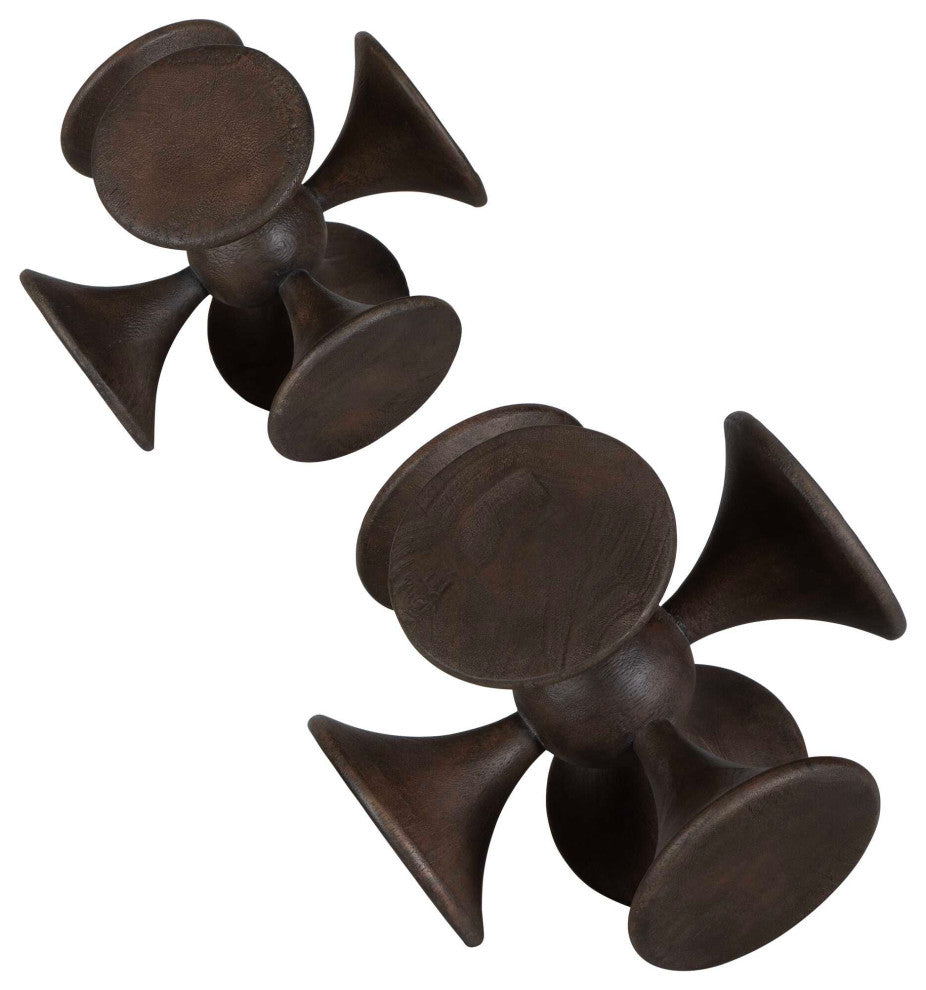 Uttermost Balanced Harmony Dark Wooden Sculptures Set of 2