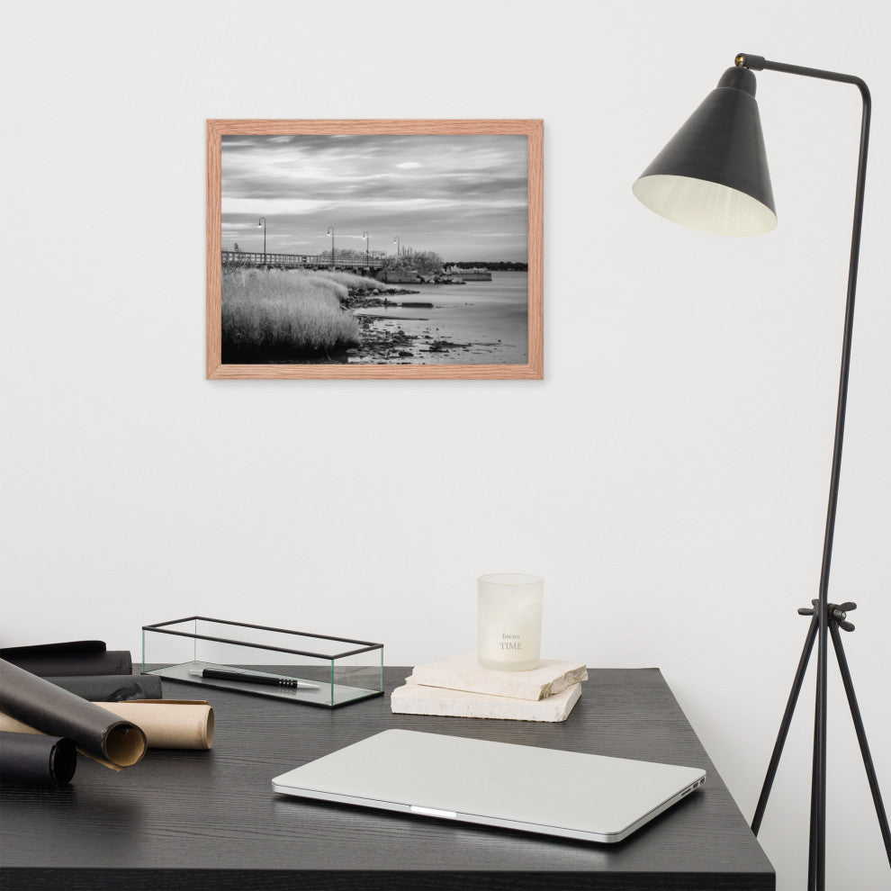 Historic New Castle 2 Coastal Landscape Framed Photo Paper Wall Art Prints, Red Oak, 12" X 16"