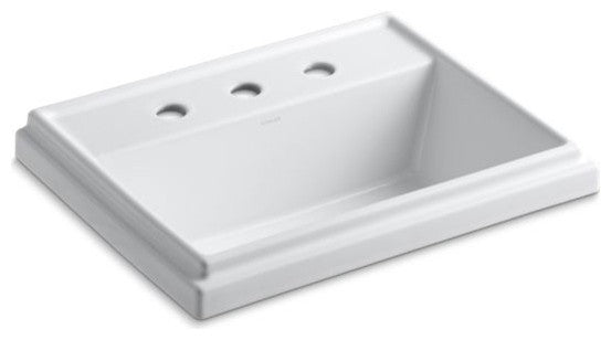 Kohler Tresham Rectangular Drop-In Bathroom Sink w/ 8" Widespread Holes, White