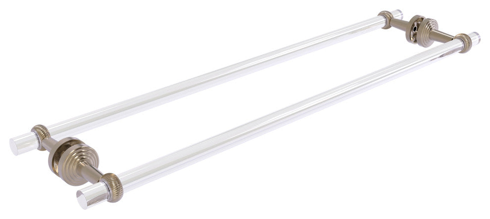 Pacific Beach 30" Twisted Back to Back Shower Door Towel Bar, Antique Pewter