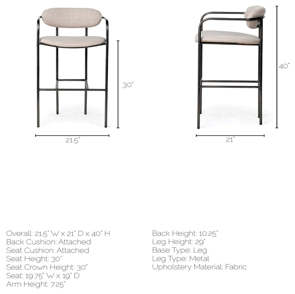 Parker Beige Fabric Seat with Dark Grey Metal Frame Bar Stool