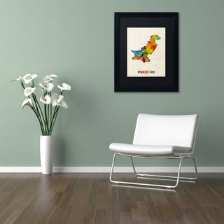 "Pakistan Watercolor Map" Matted Framed Canvas Art by Michael Tompsett