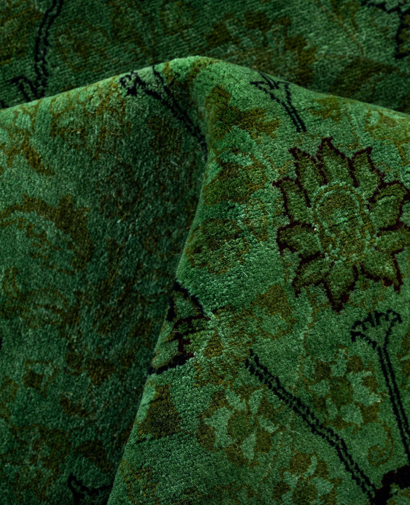 Overdyed One-of-a-Kind Hand-Knotted Area Rug Green, 6' 1" x 6' 3"