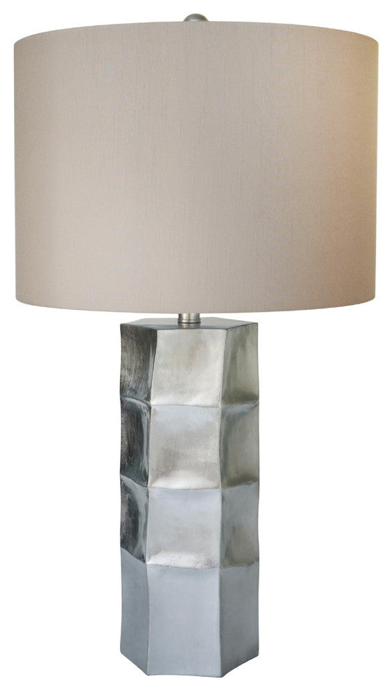 Polyresin Table Lamp, Silver Leaf Finish