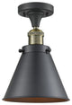Appalachian 1-Light Semi-Flush Mount, Black Antique Brass, Matte Black