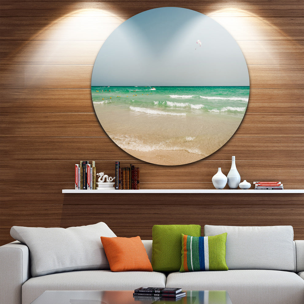 Parasailing In Summer In Africa, Seashore Disc Metal Wall Art, 23"