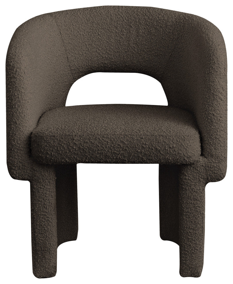 Emmet Boucle Fabric Dining Chair / Accent Chair, Brown, Boucle Fabric