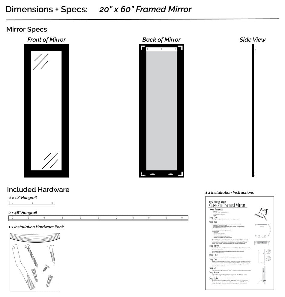 Pendleton Framed Wall Mirror, Champagne Gold, 20"x60"