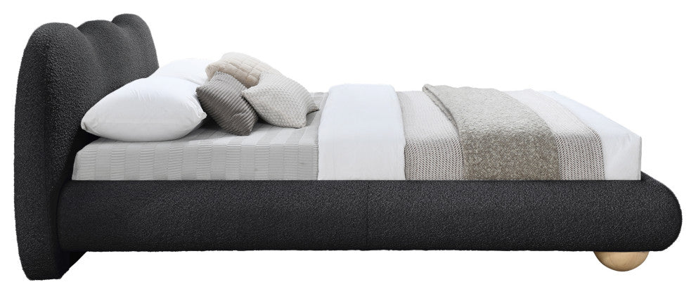 Hyde Boucle Fabric Upholstered Bed, Black, Full