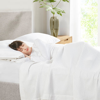 Beautyrest Cotton Waffle Weave Bedding Blanket, White