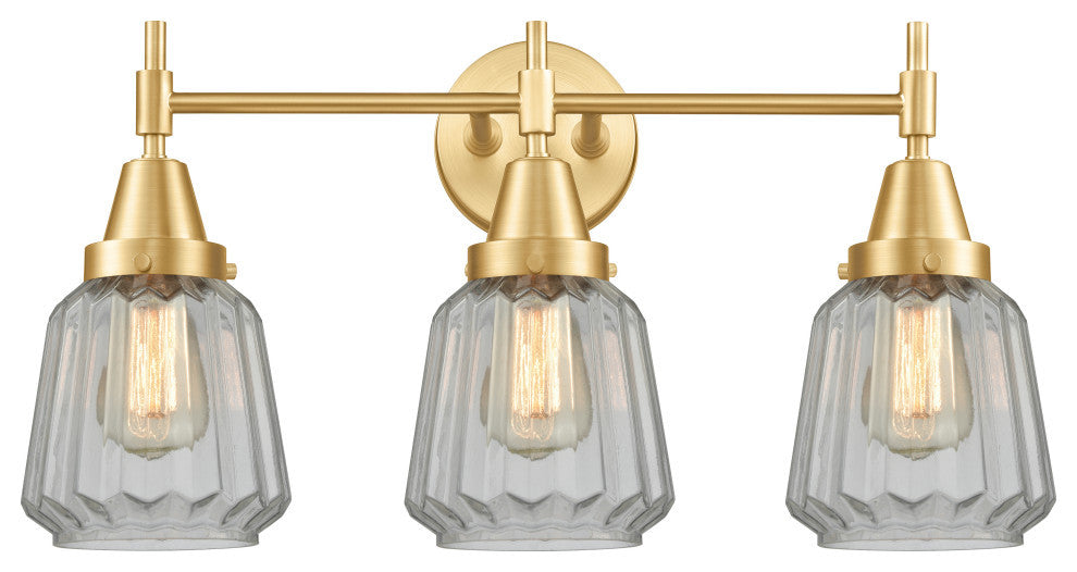 Innovations 447-3W-SG-G142-LED 3-Light Bath Vanity Light, Satin Gold