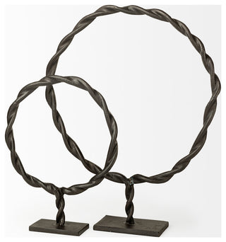 Rizwan, Small, Black Aluminum Braided Circular Object