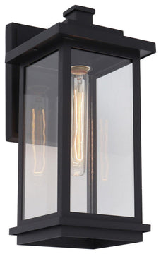 LNC 1-Light Matte Black Transitional Outdoor Wall Sconce, 15"h