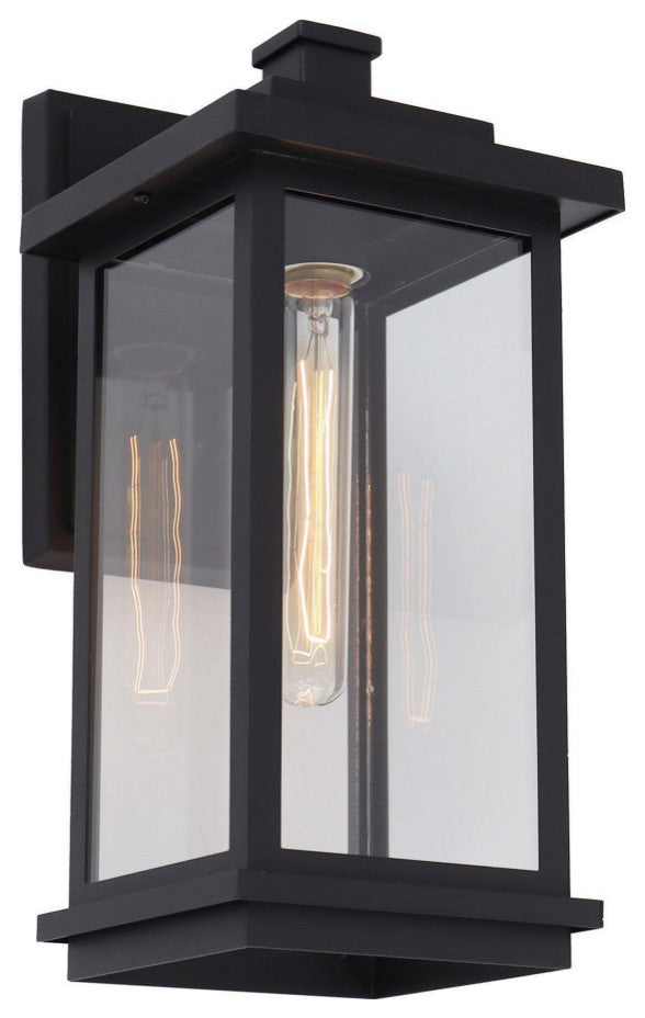 LNC 1-Light Matte Black Transitional Outdoor Wall Sconce, 15"H