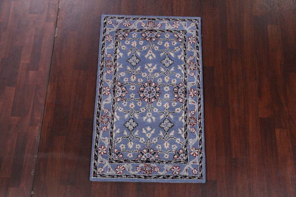Oushak Hand Tufted Medallion Oriental Bordered Area Rug, Blue, 8x10'