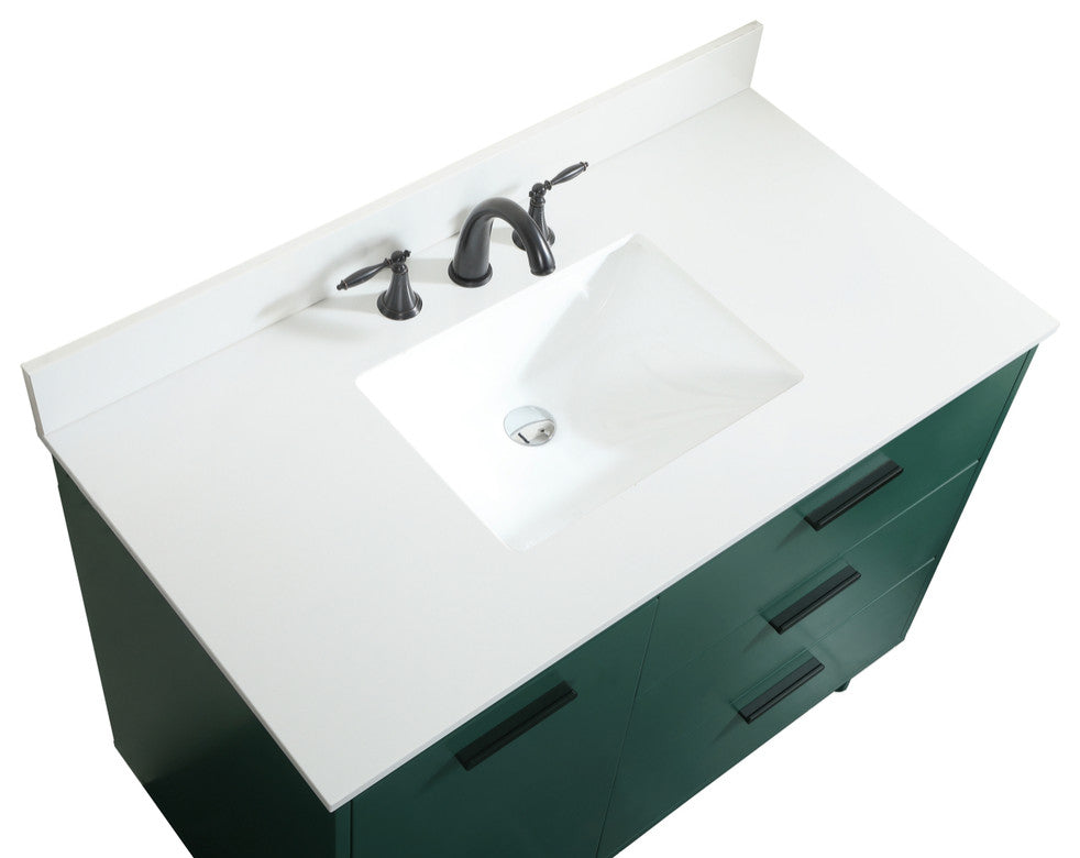 Home Living Modern Natural Oak-Light Bathroom Vanity, Green, 42"