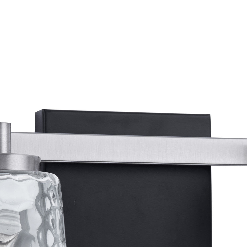 2-Light Modern Brushed Nickel Wall Sconce With Glass Lampshade
