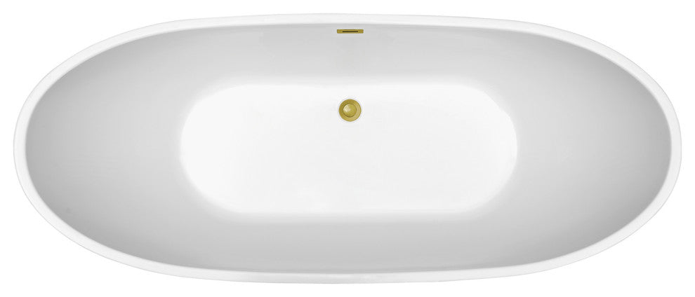 62" Streamline NPT9580GLD Soaking Freestanding Tub With Internal Drain