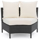 Harper Outdoor Wicker Curved Loveseat Sectional With Cushions, Gray/White