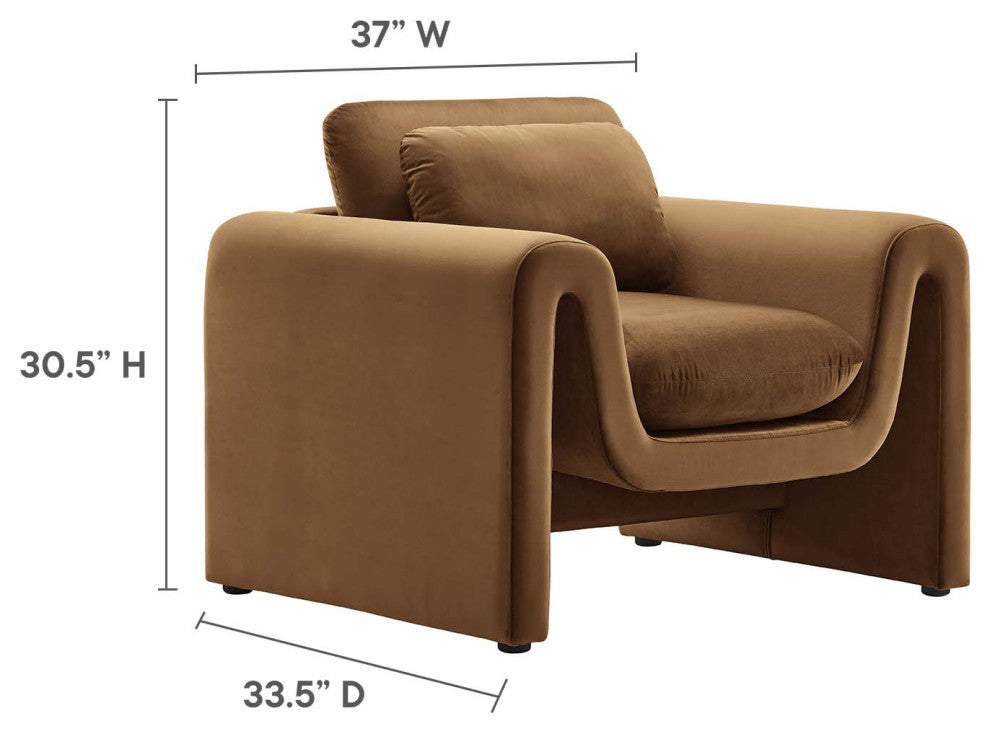 Waverly Performance Velvet Armchair - Brown