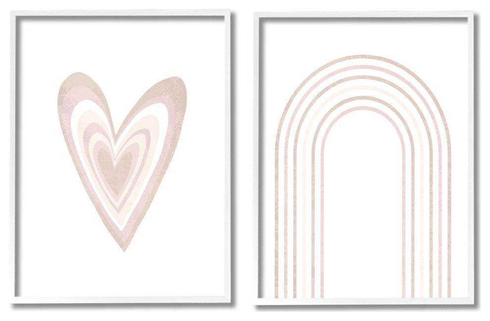 Kid's Heart Rainbow Stripped Patterns Soft Neutral Pink,16 x 20