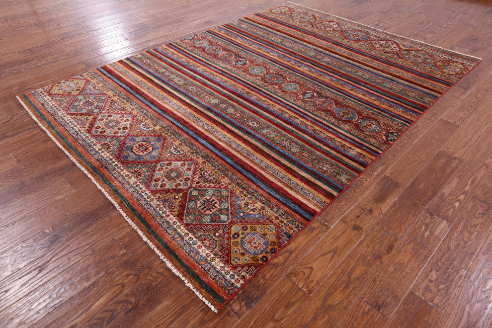 6' 7" X 9' 5" Khorjin Super Kazak Hand Knotted Wool Rug Q10734