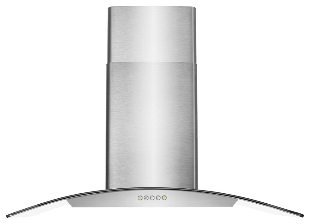 Cosmo 380 CFM Wall Mount Vent Range Hood With Permanent Filters & Glass Canopy, 36", Ducted