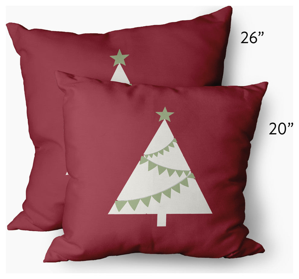 Garland Tree Decorative Throw Pillow, Brick Red, 14"x20"