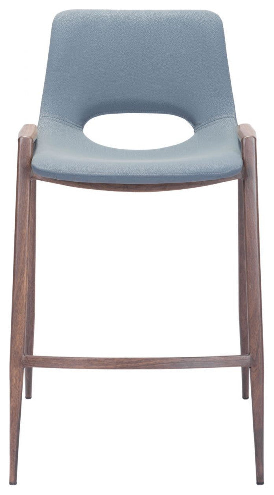 Desi Counter Stool, Set of 2 Blue/Walnut