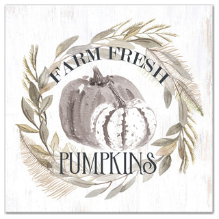 Fresh Pumpkins Wreath  16x16 Canvas Wall Art