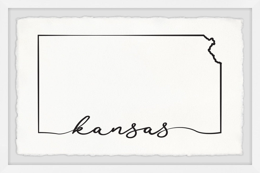 "Kansas Outline" Framed Painting Print, 45x30