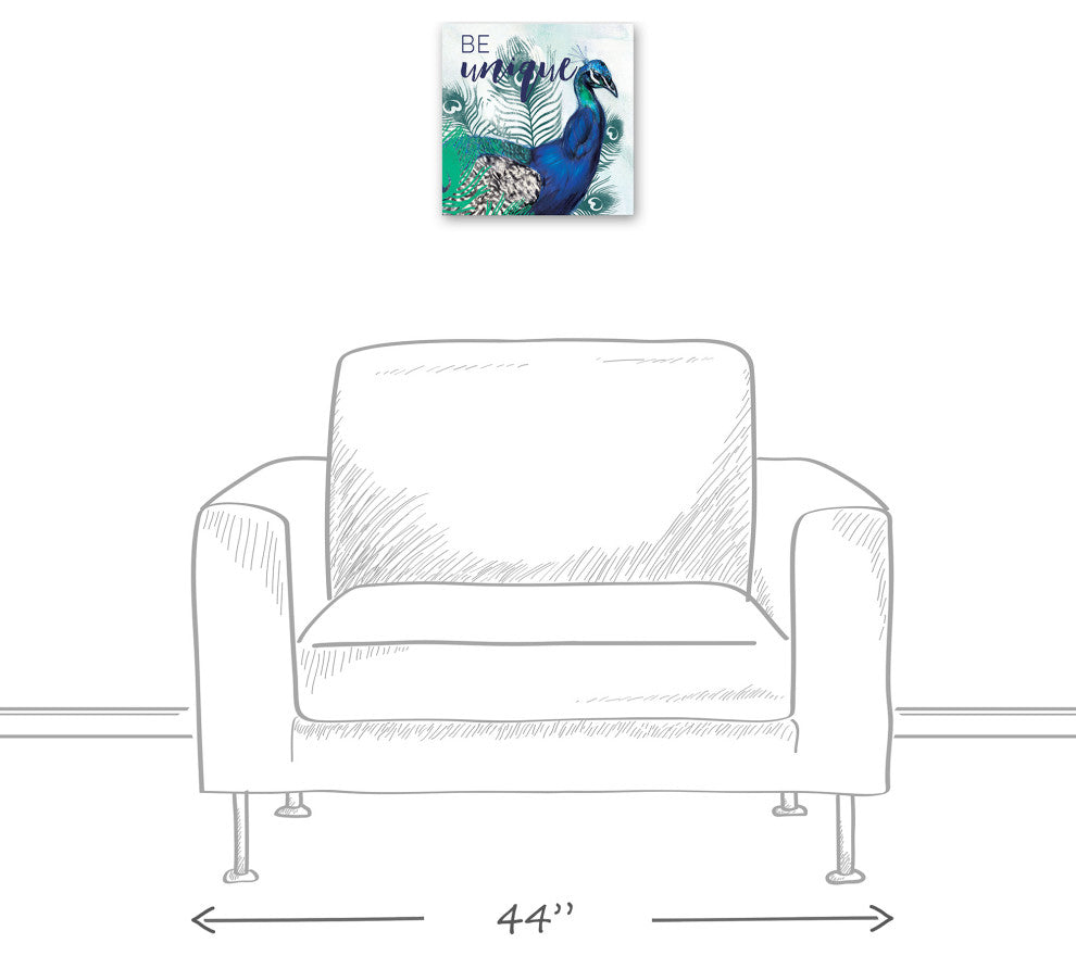 Sketchy Peacock 12x12 Canvas Wall Art