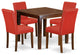 5Pc Square 36" Table, Four Parson Chair, Pu Leather Color Firebrick Red
