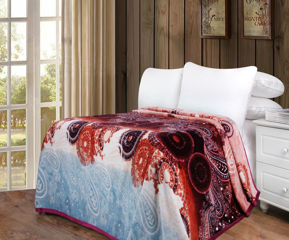 Lightweight Soft Fleece Paisley Floral Throw Blanket, Multicolor, Multi, 66"x90"