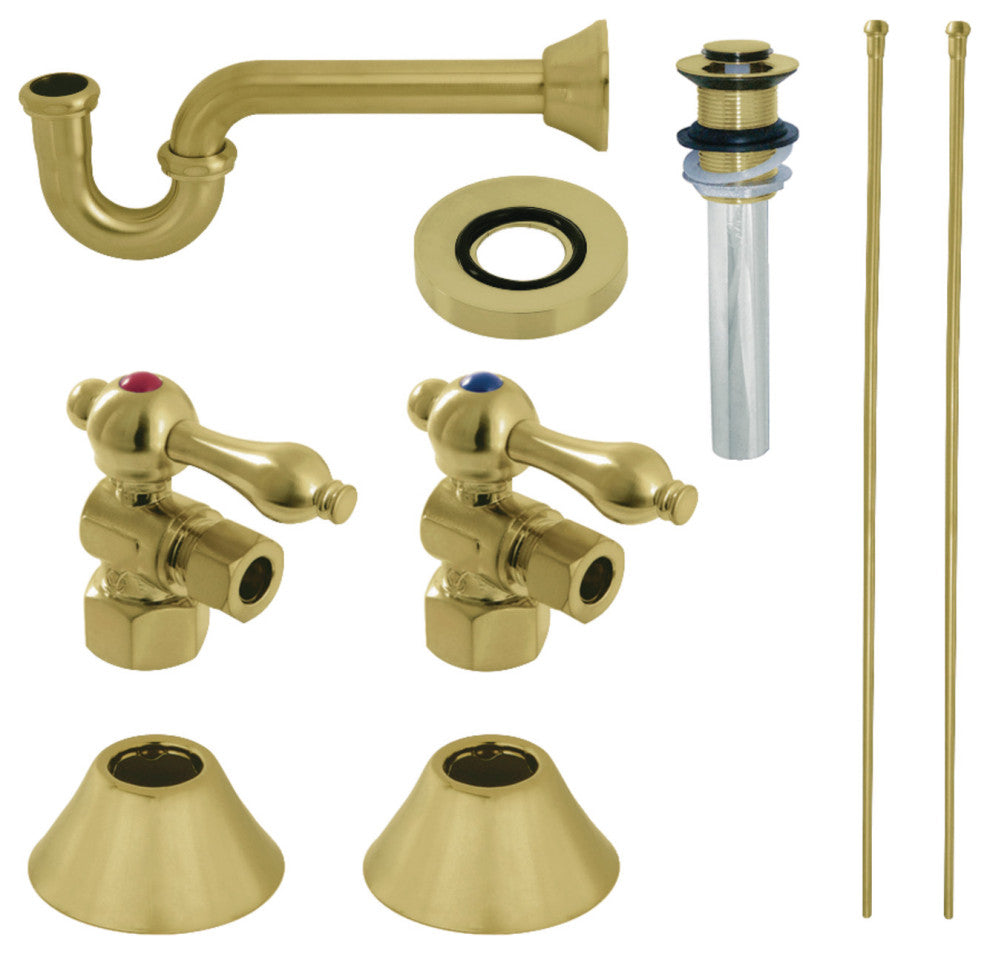 Plumbing Sink Trim Kit, P-Trap and Drain, Brushed Brass