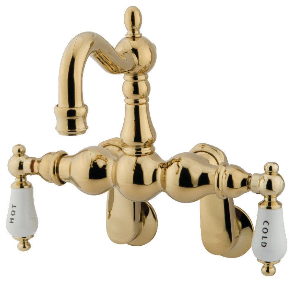 Kingston Brass Adjustable Center Wall Mount Tub Faucet, Polished Brass