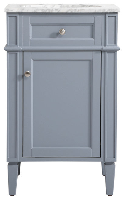 Home Living Vanity with Carrara White Marble Countertop, Gray, 21", Single Sink